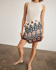 Lydia Skirt in Cream & Deep Clay