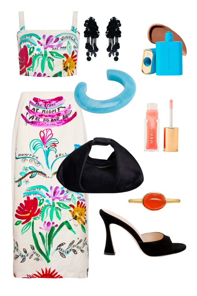 White crop top with colorful flowers printed with thin adjustable straps