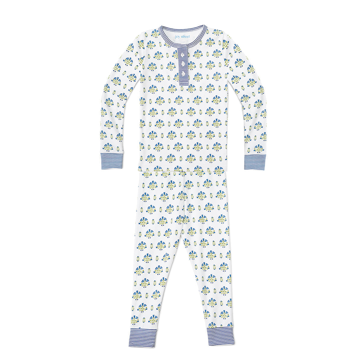 Posy Floral Block Print Two-Piece Kids Henley Pajamas
