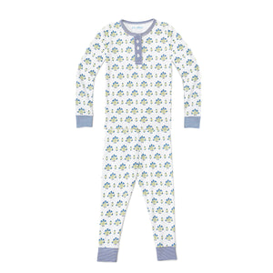 Posy Floral Block Print Two-Piece Kids Henley Pajamas