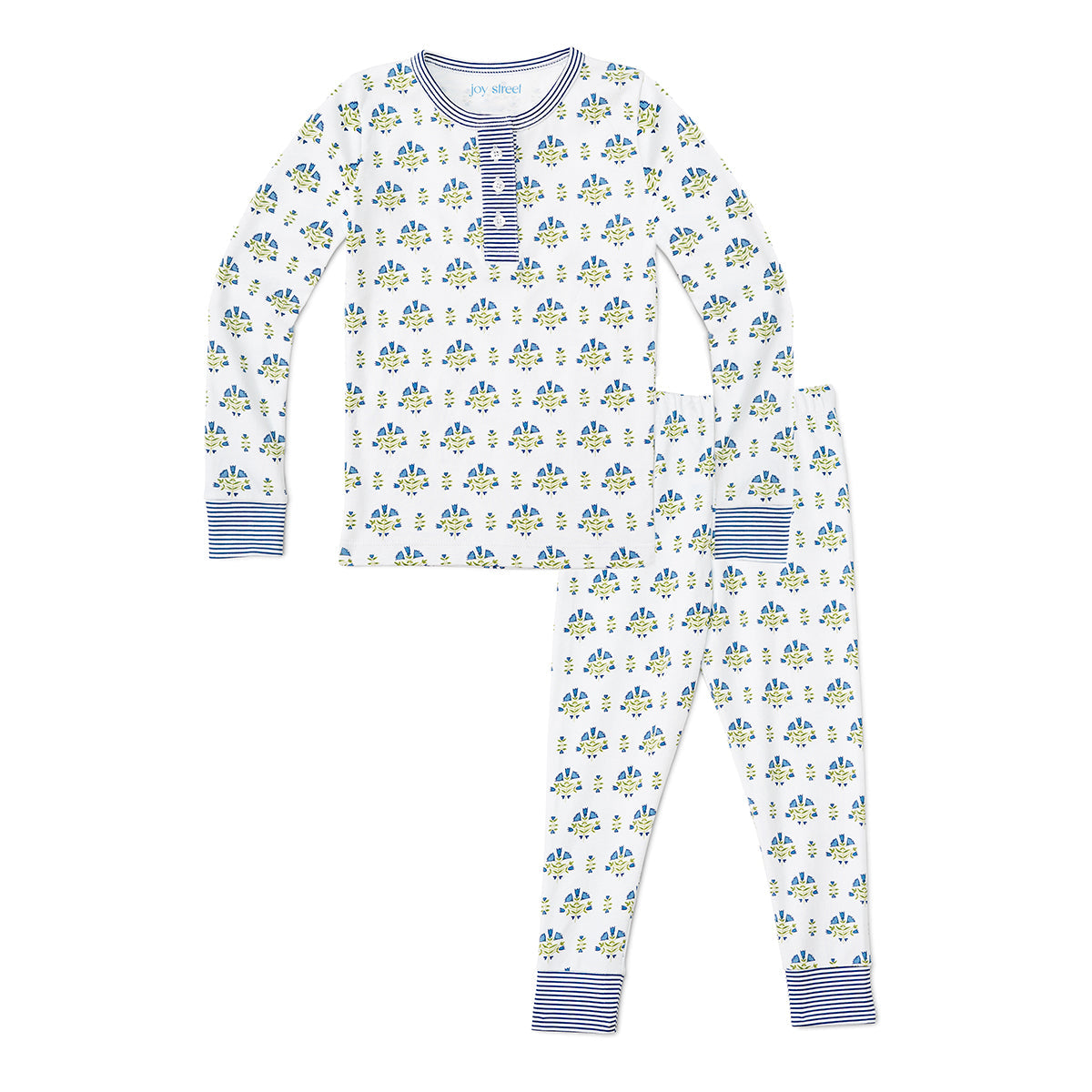 Posy Floral Block Print Two-Piece Kids Henley Pajamas