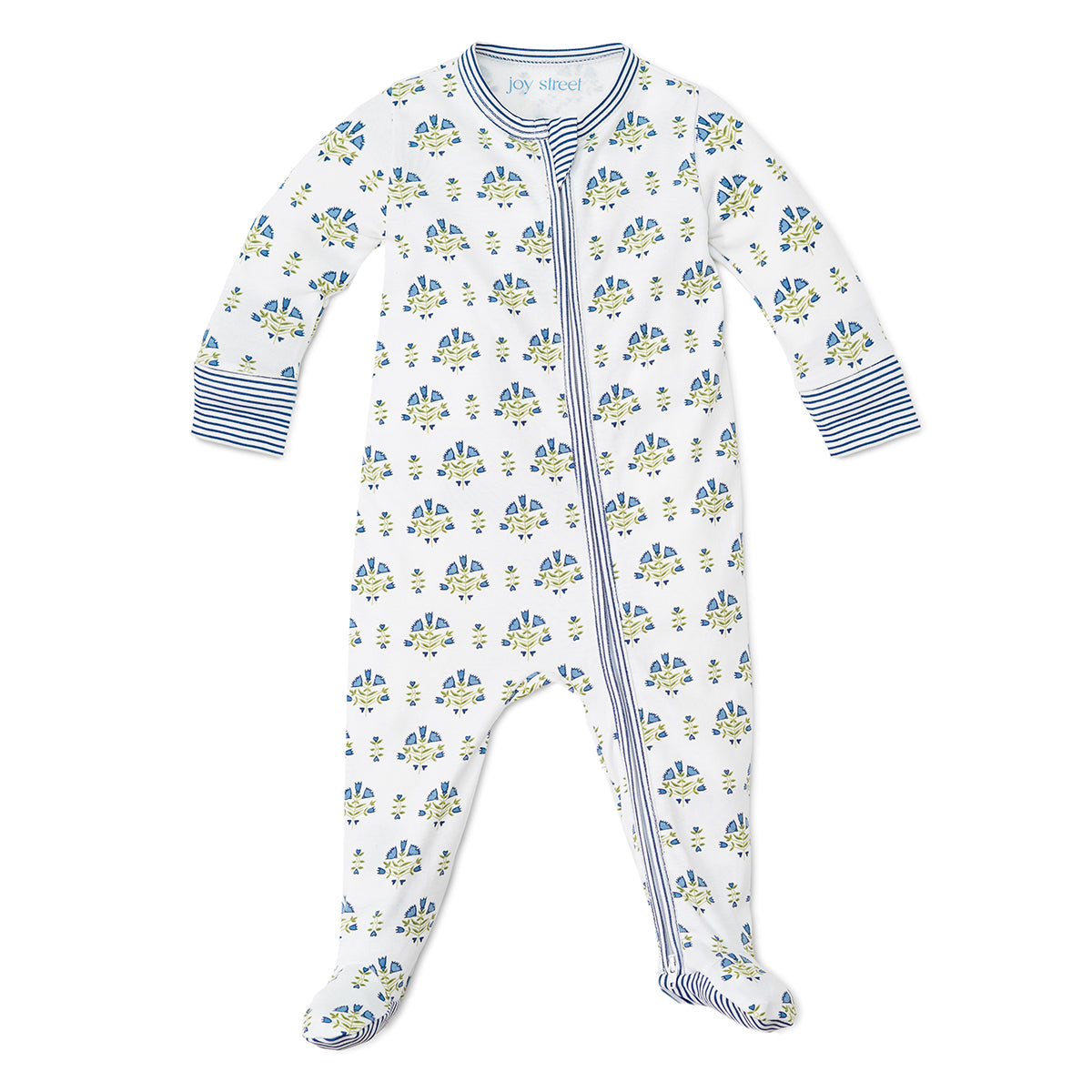 Posy Floral Block Print Zip Baby Onesie
