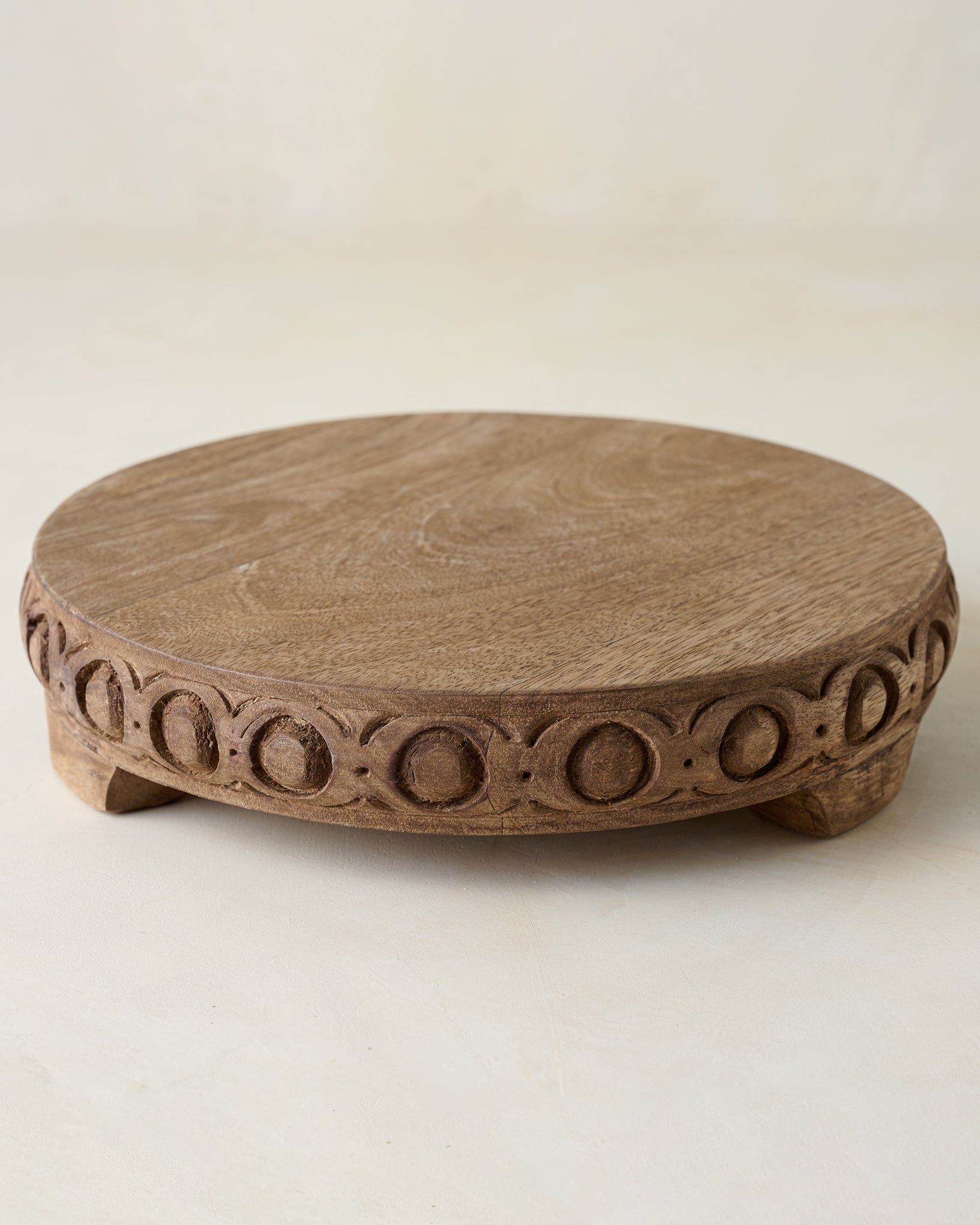 Antiqued Carved Wood Riser