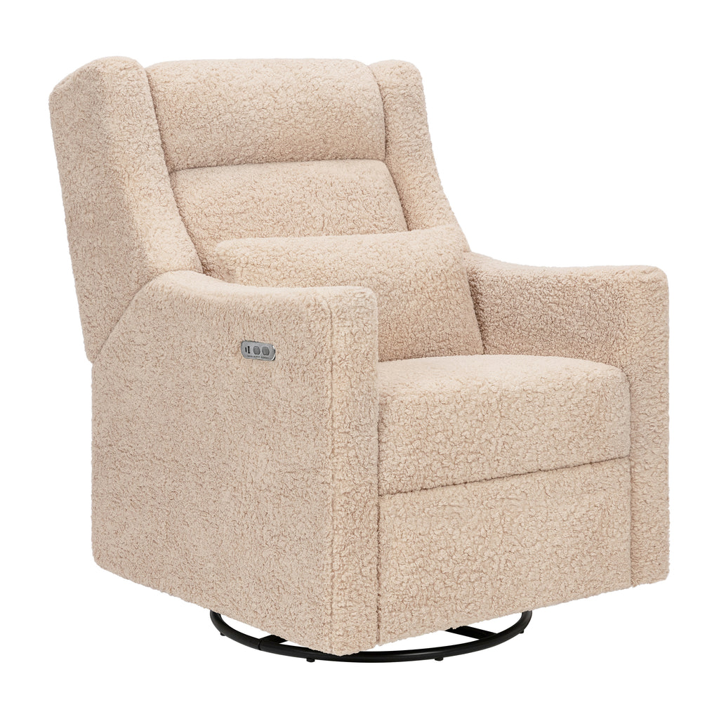 Kiwi Plus Power Recliner and Swivel Glider with Power Adjustable Headrest and USB Port in Chai Shearling