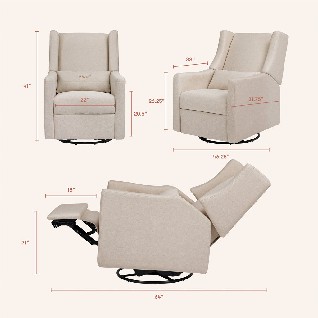Kiwi Electronic Recliner and Swivel Glider with USB port in Performance Beach Eco-Weave