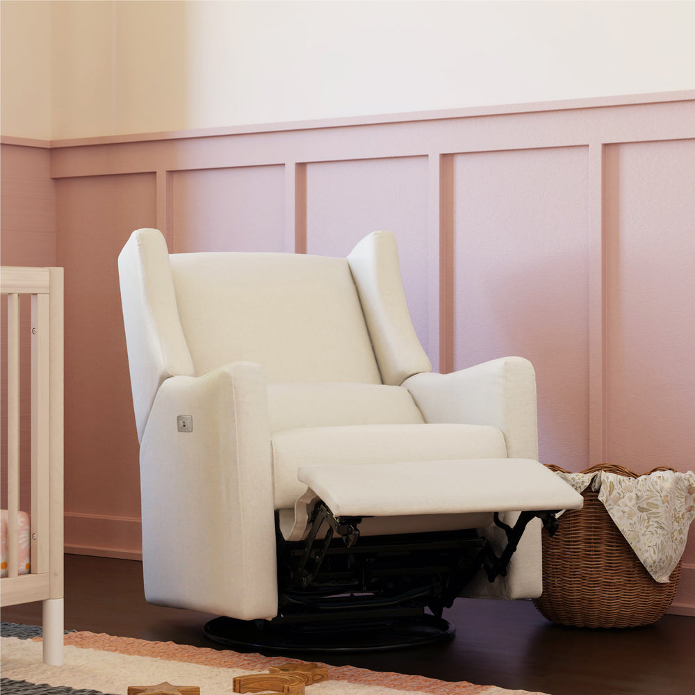 Kiwi Electronic Recliner and Swivel Glider with USB port in Performance Cream Eco-Weave