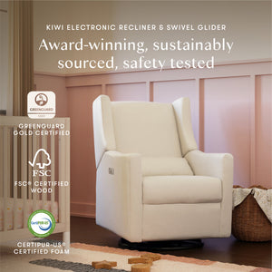Kiwi Electronic Recliner and Swivel Glider with USB port in Performance Cream Eco-Weave