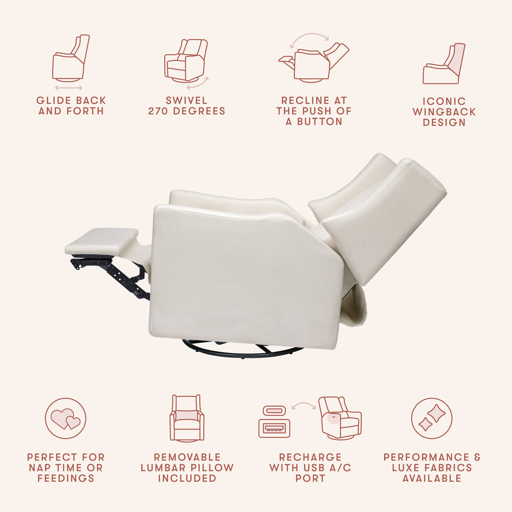 Kiwi Electronic Recliner and Swivel Glider with USB port in Performance Cream Eco-Weave
