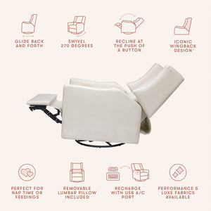 Kiwi Electronic Recliner and Swivel Glider with USB port in Performance Cream Eco-Weave