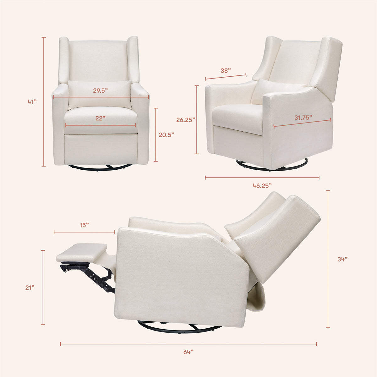 Kiwi Electronic Recliner and Swivel Glider with USB port in Performance Cream Eco-Weave