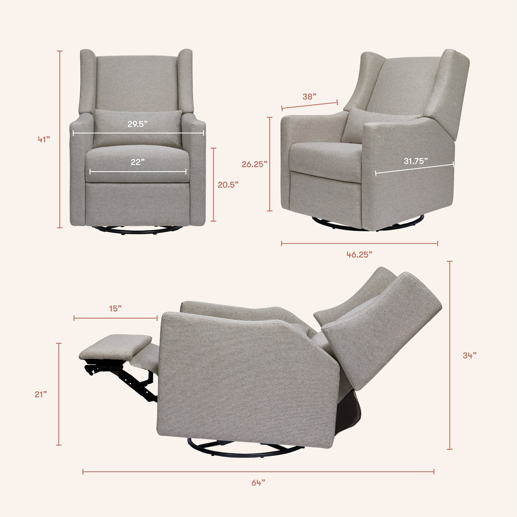 Kiwi Electronic Recliner and Swivel Glider with USB port in Performance Grey Eco-Weave