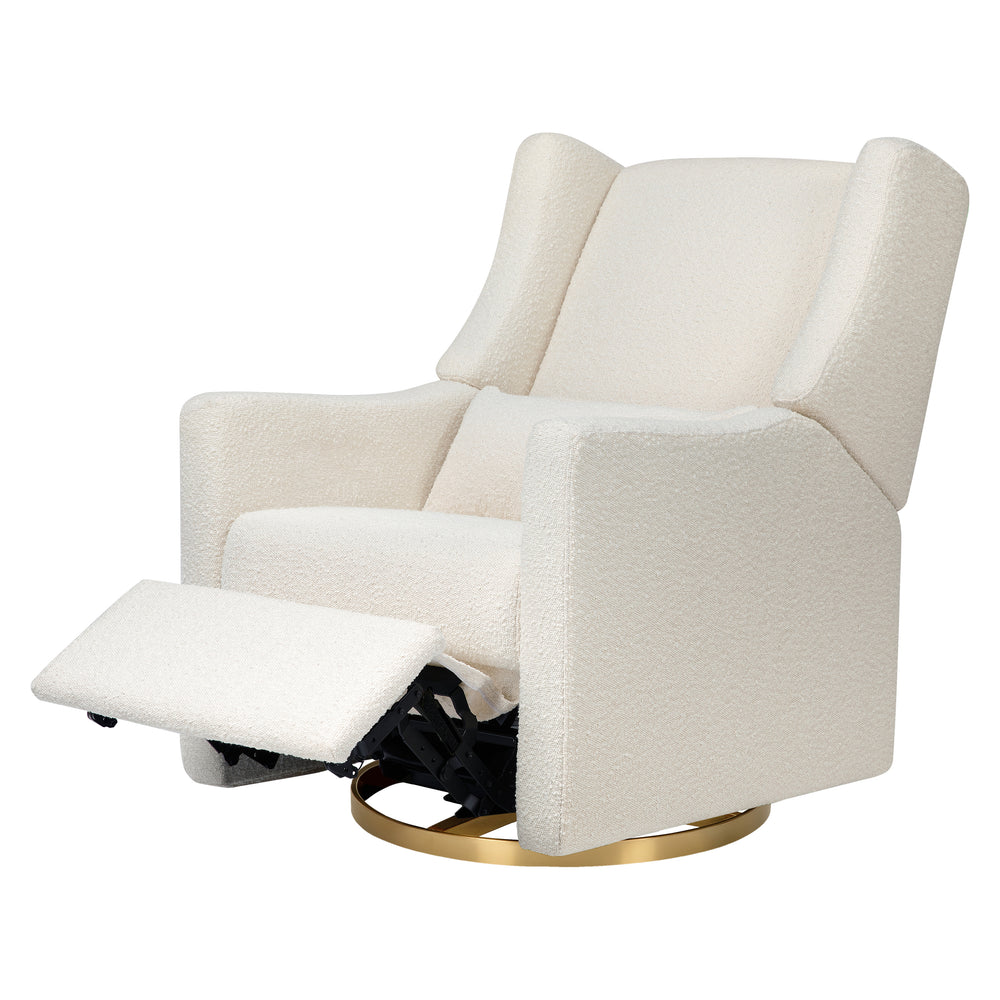 Kiwi Electronic Recliner and Swivel Glider with USB port in Ivory Boucle with Gold Base