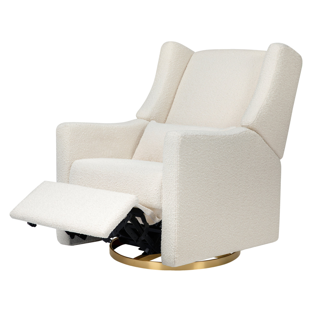 Kiwi Electronic Recliner and Swivel Glider with USB port in Ivory Boucle with Gold Base