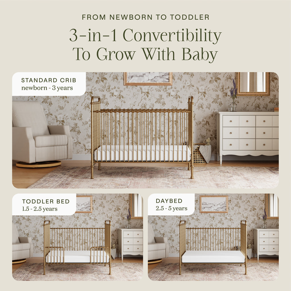 Abigail 3-in-1 Convertible Crib in Vintage Gold