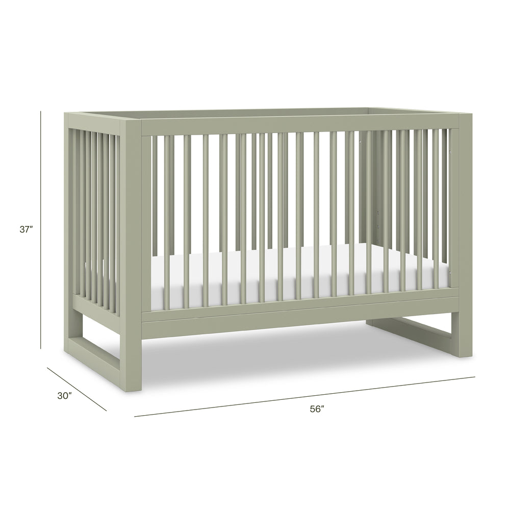 Nantucket 3-in-1 Convertible Crib with Toddler Bed Conversion Kit in French Sage