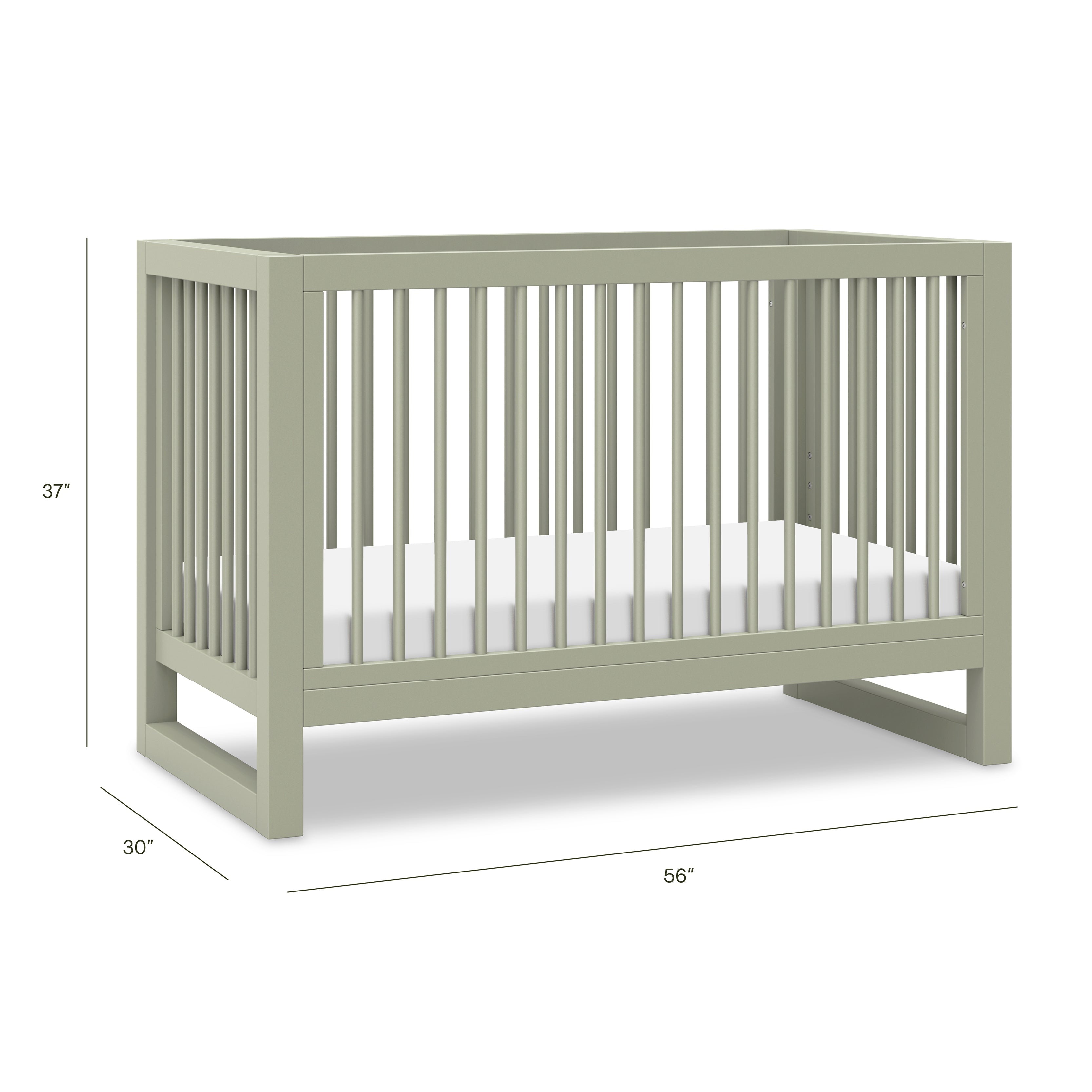 Nantucket 3-in-1 Convertible Crib with Toddler Bed Conversion Kit in French Sage