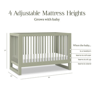 Nantucket 3-in-1 Convertible Crib with Toddler Bed Conversion Kit in French Sage