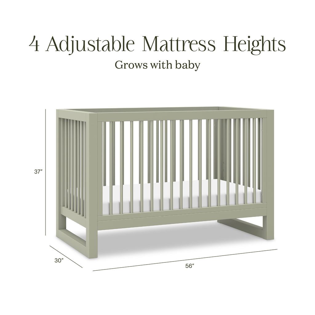 Nantucket 3-in-1 Convertible Crib with Toddler Bed Conversion Kit in French Sage