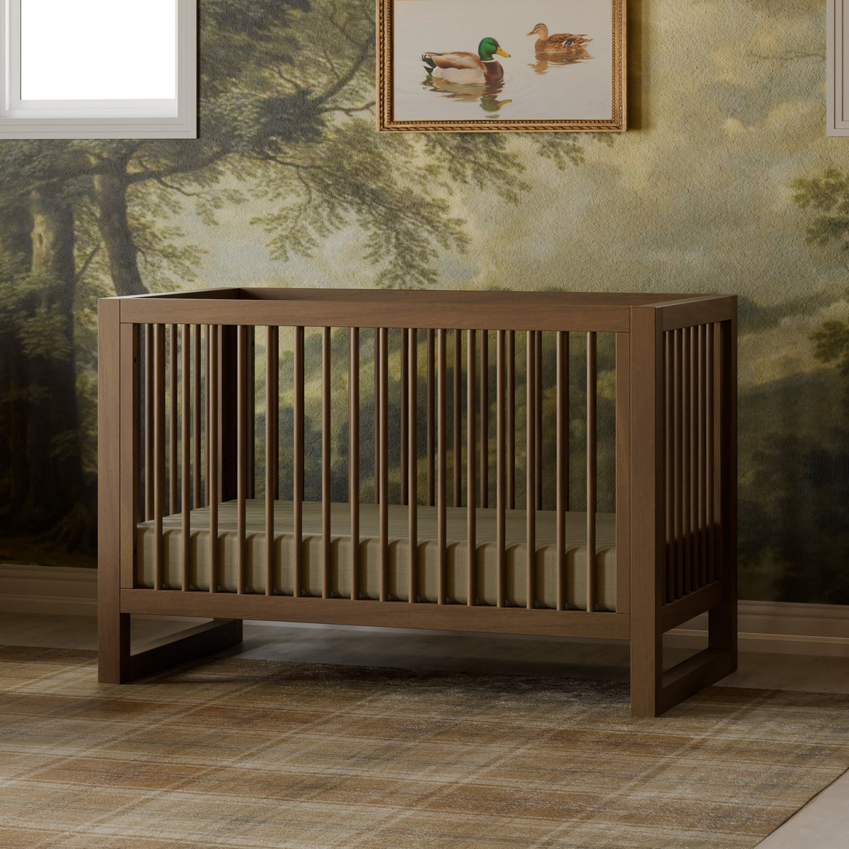 Nantucket 3-in-1 Convertible Crib with Toddler Bed Conversion Kit in Natural Walnut