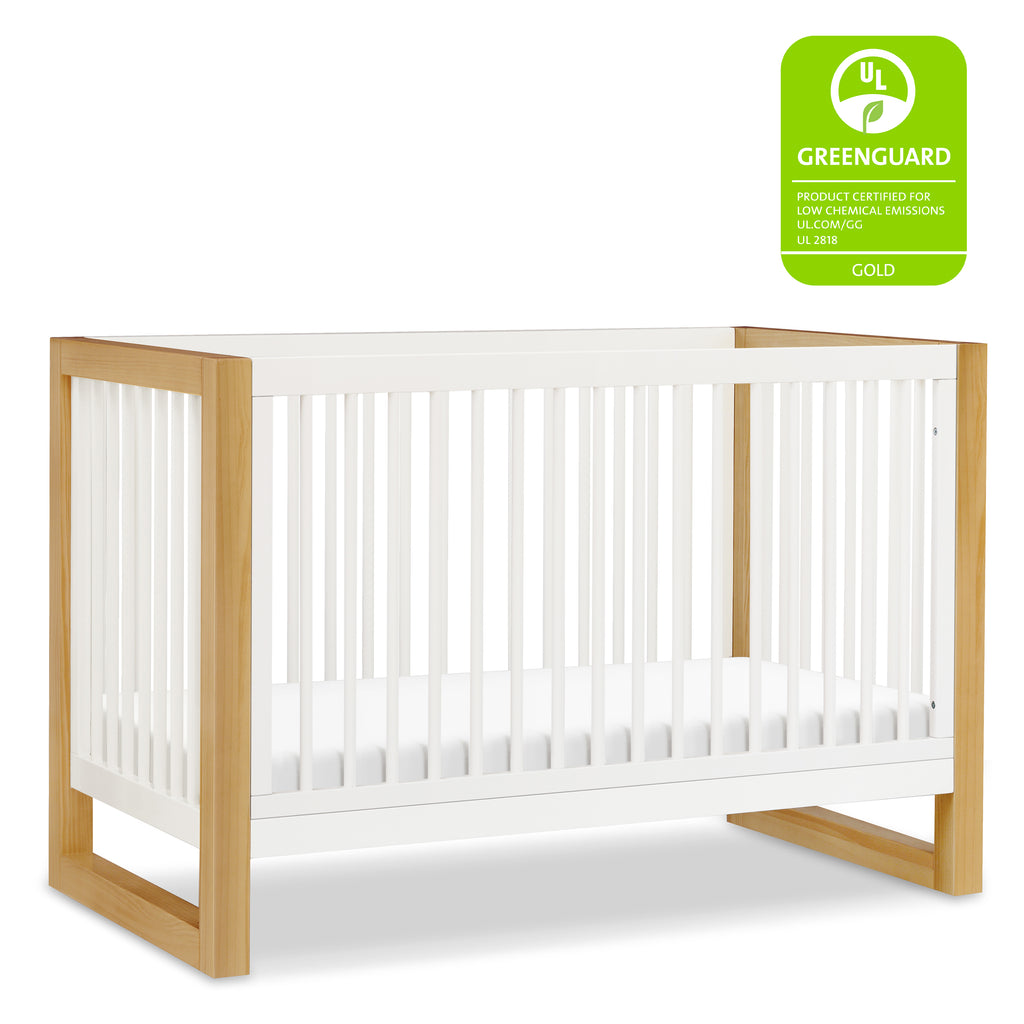 Nantucket 3-in-1 Convertible Crib with Toddler Bed Conversion Kit in Warm White/Honey