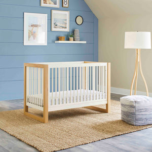 Nantucket 3-in-1 Convertible Crib with Toddler Bed Conversion Kit in Warm White/Honey