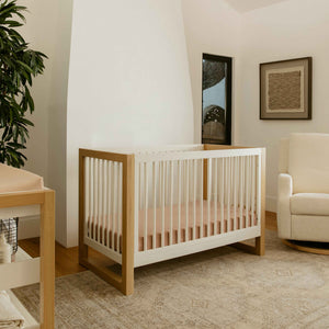Nantucket 3-in-1 Convertible Crib with Toddler Bed Conversion Kit in Warm White/Honey