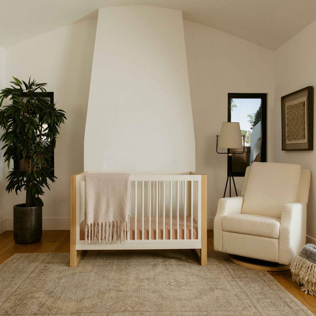 Nantucket 3-in-1 Convertible Crib with Toddler Bed Conversion Kit in Warm White/Honey