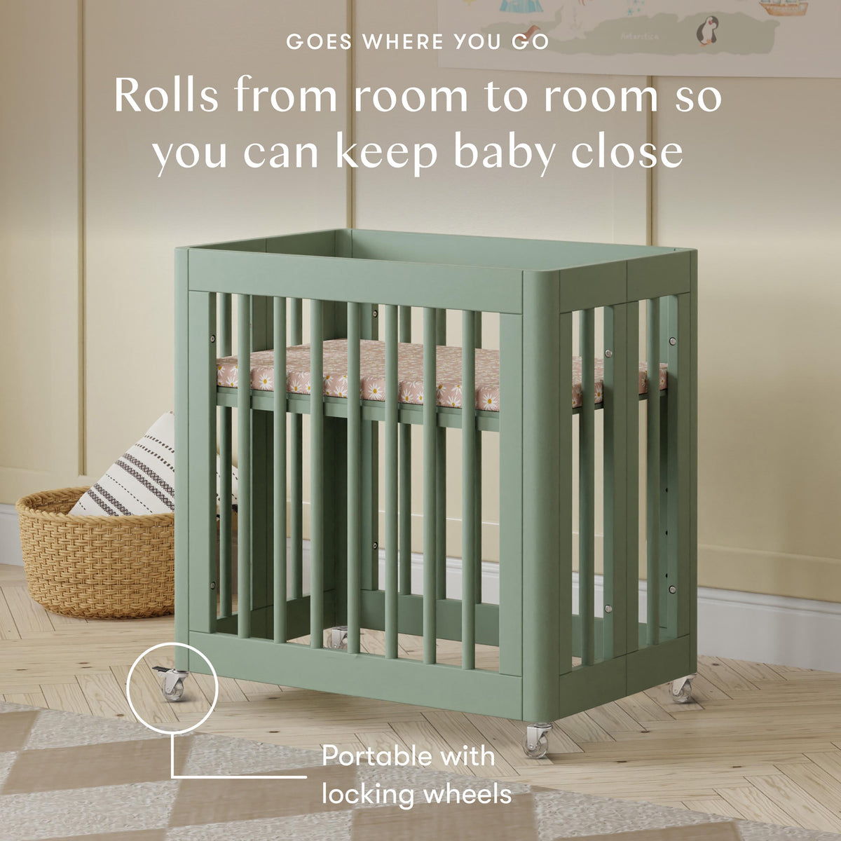 Yuzu 8-in-1 Convertible Crib with All-Stages Conversion Kits in Light Sage