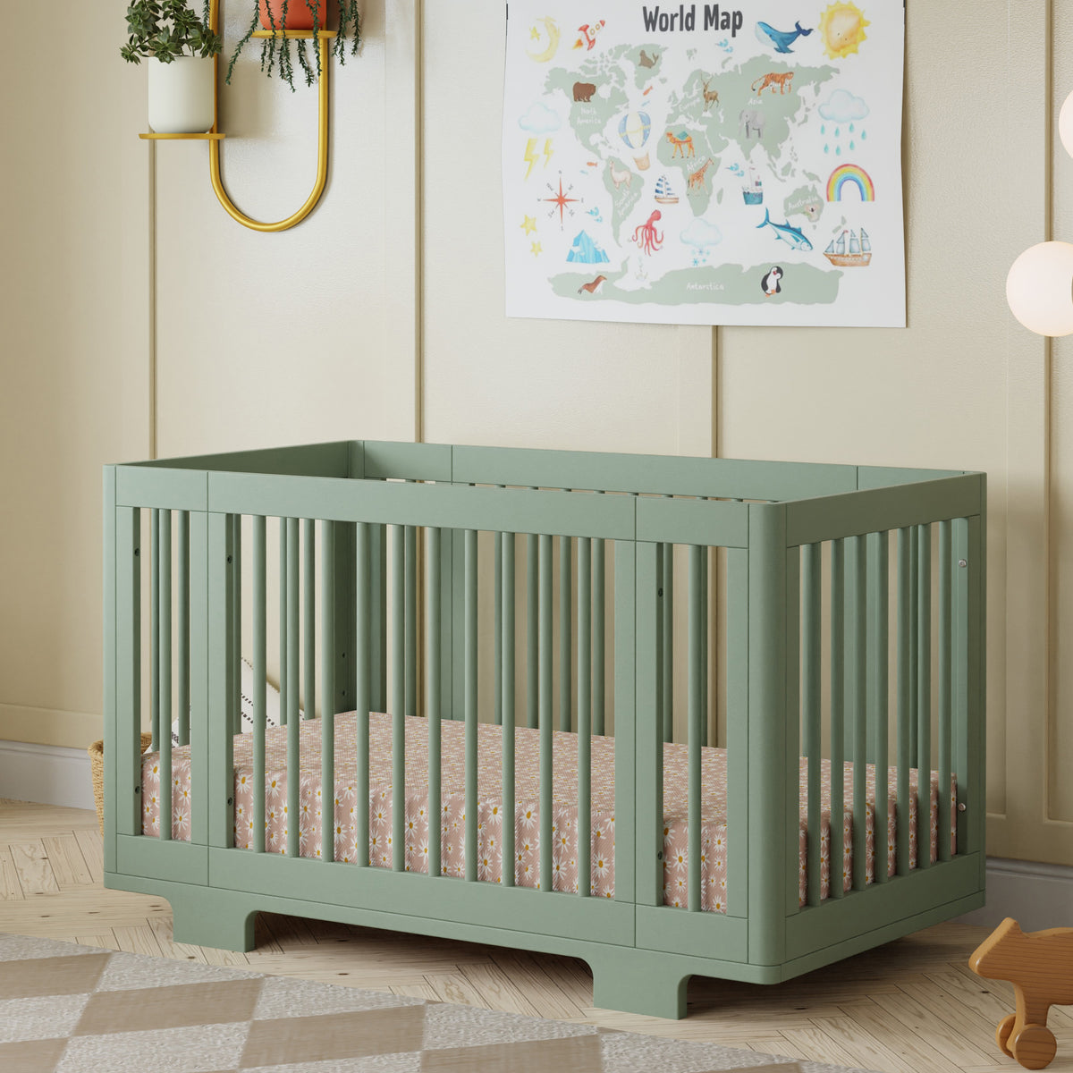 Yuzu 8-in-1 Convertible Crib with All-Stages Conversion Kits in Light Sage