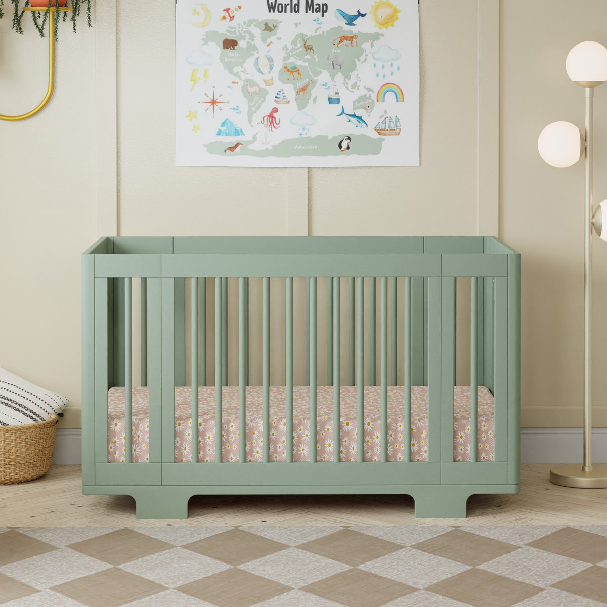 Yuzu 8-in-1 Convertible Crib with All-Stages Conversion Kits in Light Sage