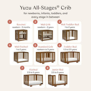 Yuzu 8-in-1 Convertible Crib with All-Stages Conversion Kits in Natural Walnut