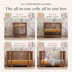 Yuzu 8-in-1 Convertible Crib with All-Stages Conversion Kits in Natural Walnut