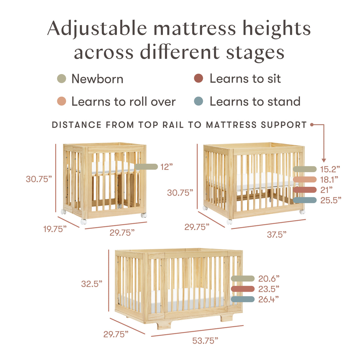 Yuzu 8-in-1 Convertible Crib with All-Stages Conversion Kits in Natural