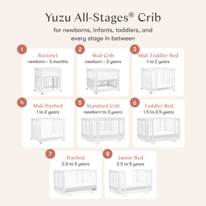 Yuzu 8-in-1 Convertible Crib with All-Stages Conversion Kits in White