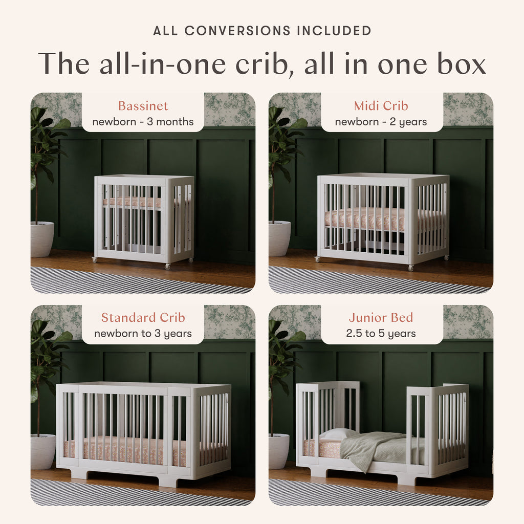 Yuzu 8-in-1 Convertible Crib with All-Stages Conversion Kits in White
