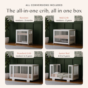 Yuzu 8-in-1 Convertible Crib with All-Stages Conversion Kits in White