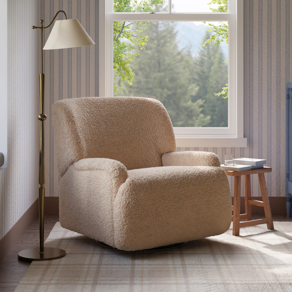 Winslow Extra Wide Recliner and Swivel Glider in Chai Shearling