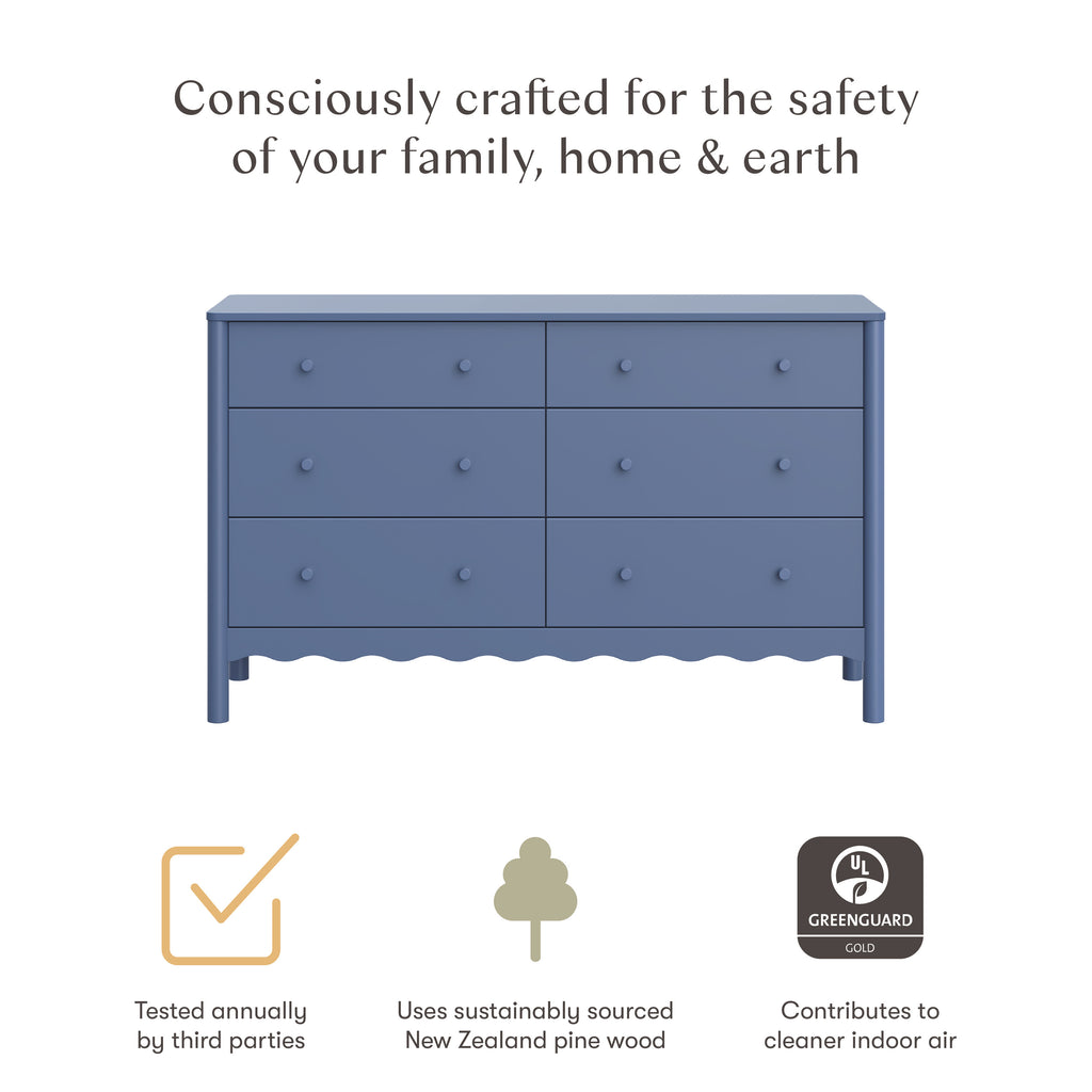 Swell 6-Drawer Assembled Dresser in Cove Blue