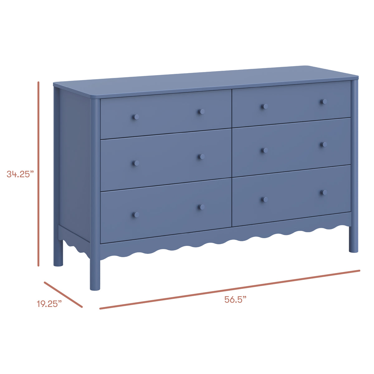 Swell 6-Drawer Assembled Dresser in Cove Blue