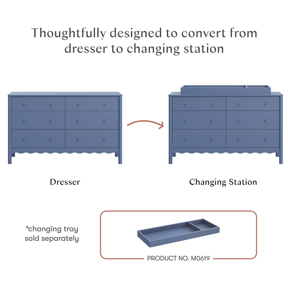 Swell 6-Drawer Assembled Dresser in Cove Blue