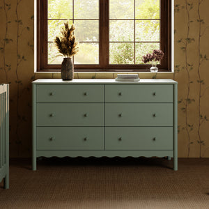 Swell 6-Drawer Wide Assembled Dresser (56") in Light Sage