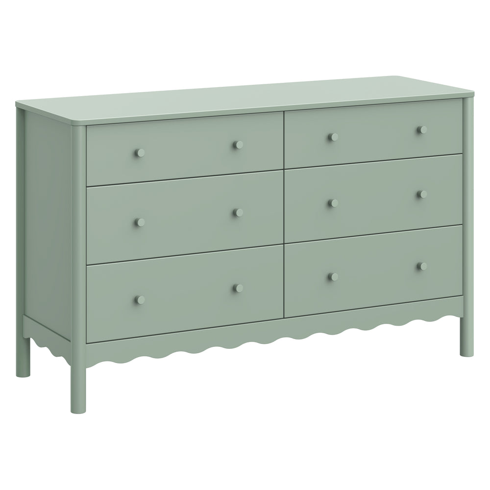 Swell 6-Drawer Wide Assembled Dresser (56") in Light Sage