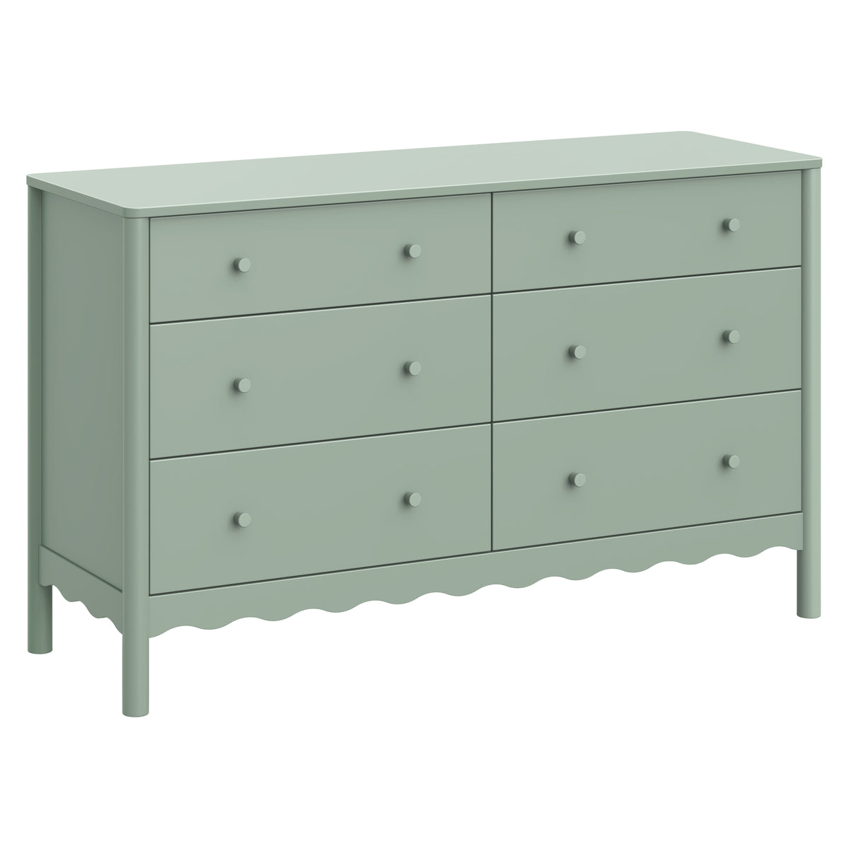 Swell 6-Drawer Wide Assembled Dresser (56") in Light Sage