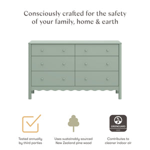 Swell 6-Drawer Wide Assembled Dresser (56") in Light Sage