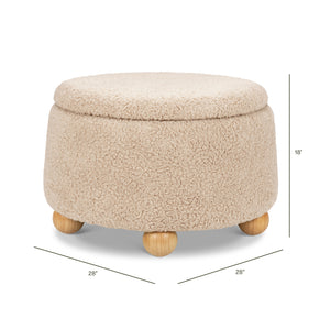 Tuffet Storage Ottoman in Chai Shearling with Honey Ball Feet