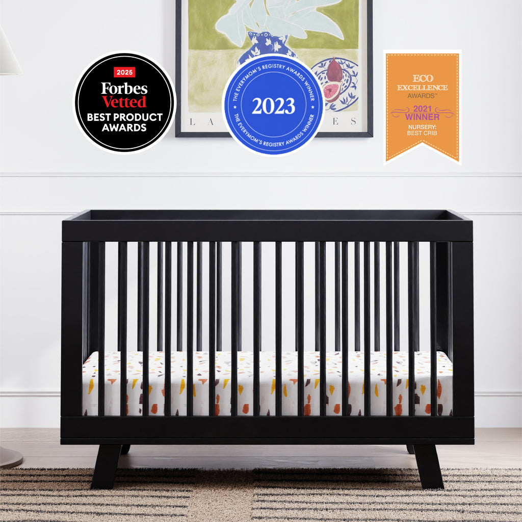 Hudson 3-in-1 Convertible Crib with Toddler Bed Conversion Kit in Black