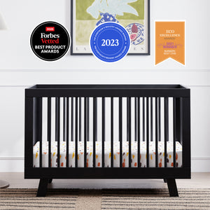 Hudson 3-in-1 Convertible Crib with Toddler Bed Conversion Kit in Black