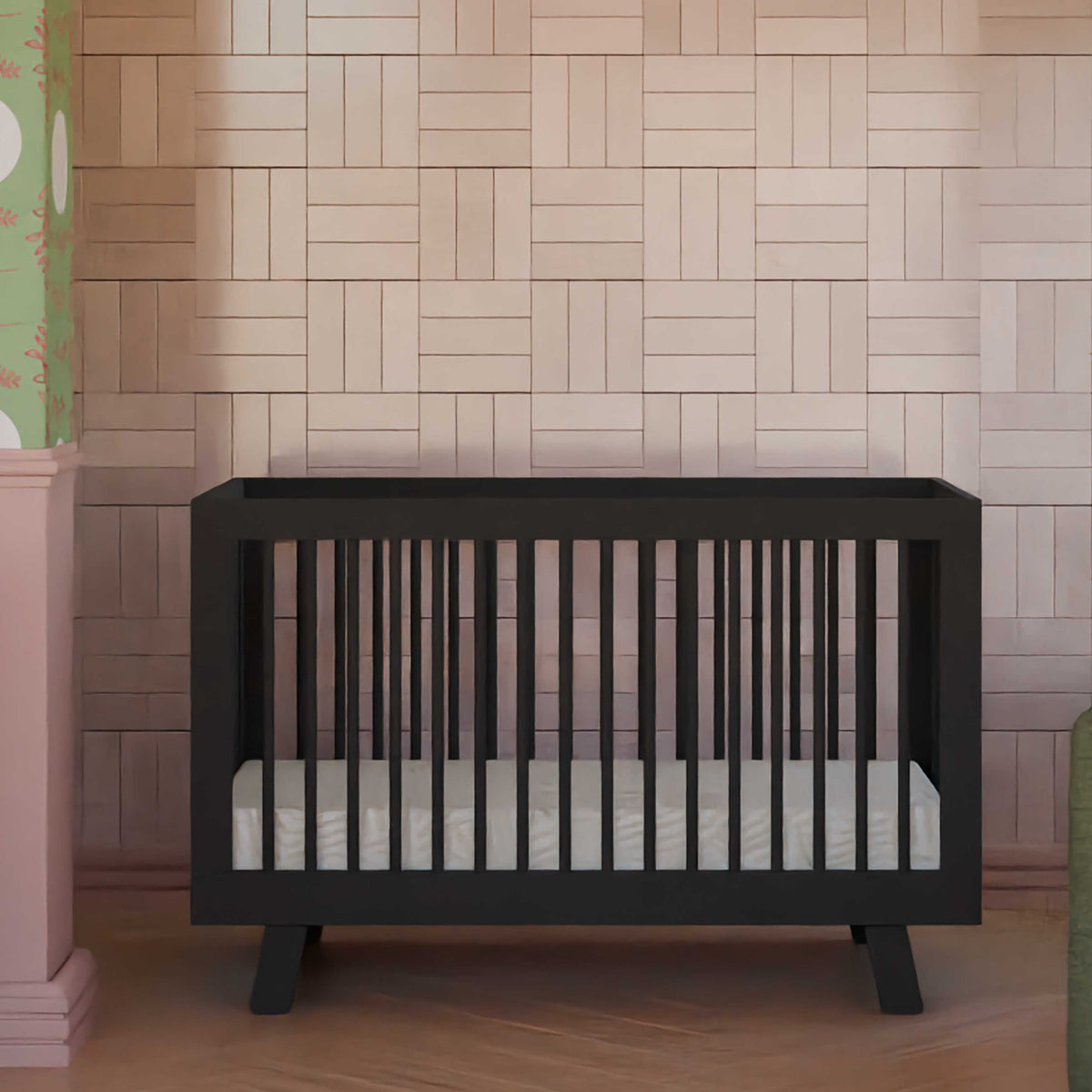 Hudson 3-in-1 Convertible Crib with Toddler Bed Conversion Kit in Black
