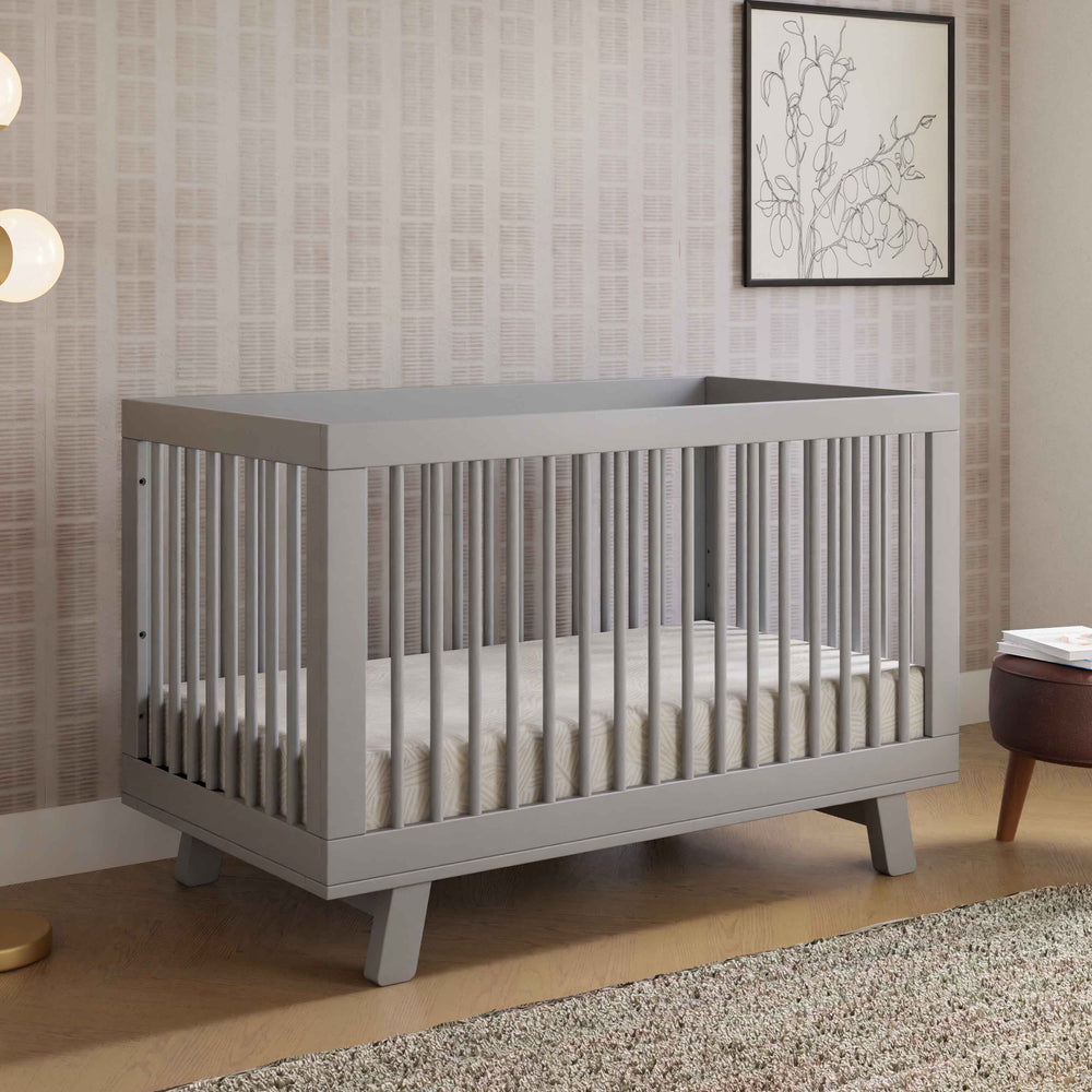 Hudson 3-in-1 Convertible Crib with Toddler Bed Conversion Kit in Grey