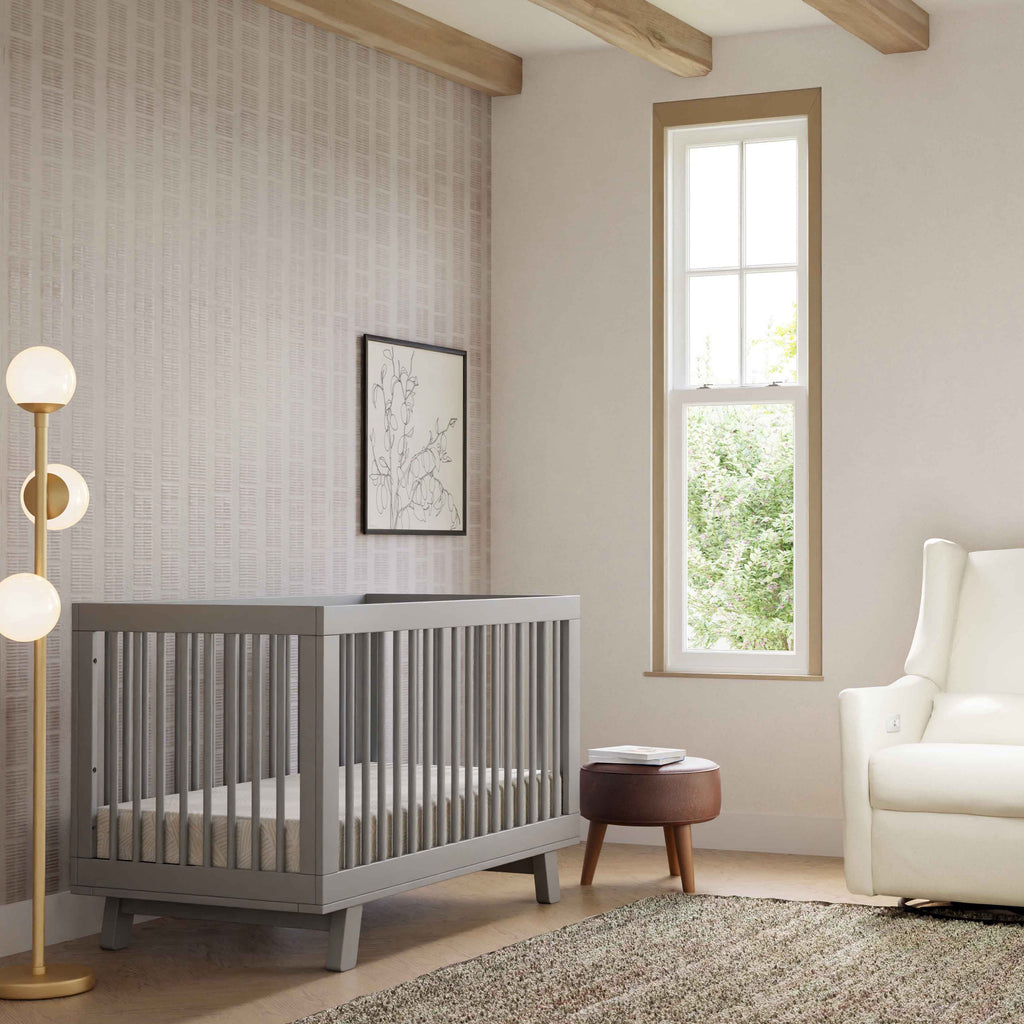 Hudson 3-in-1 Convertible Crib with Toddler Bed Conversion Kit in Grey